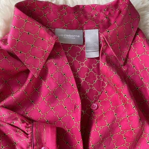 Liz Claiborne Pink Chain Pattern Long Sleeve - Picture 8 of 10